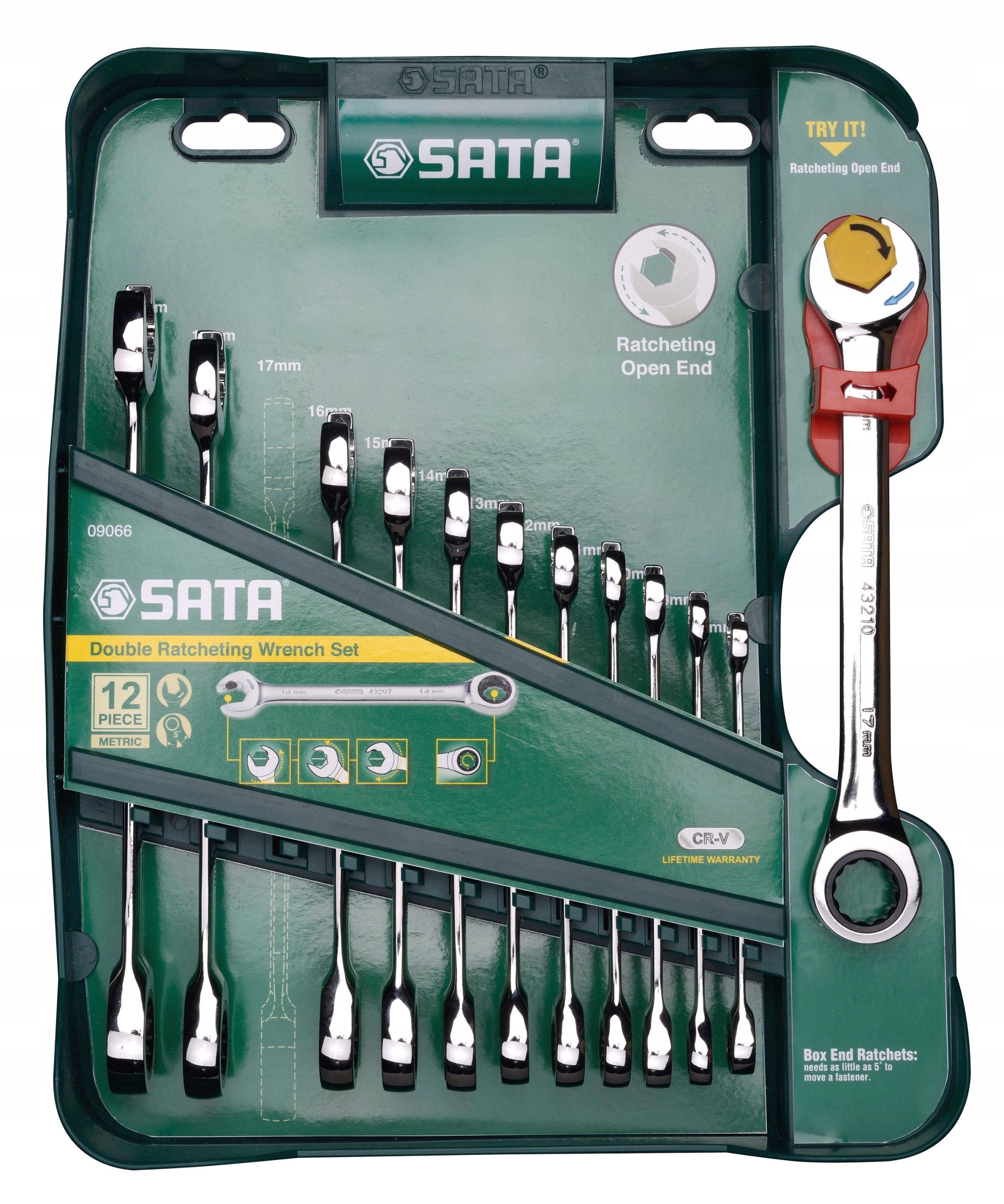 SATA 09066 ZESTAW 12 KLUCZY Z PODWOJNA GRZECHOTKA