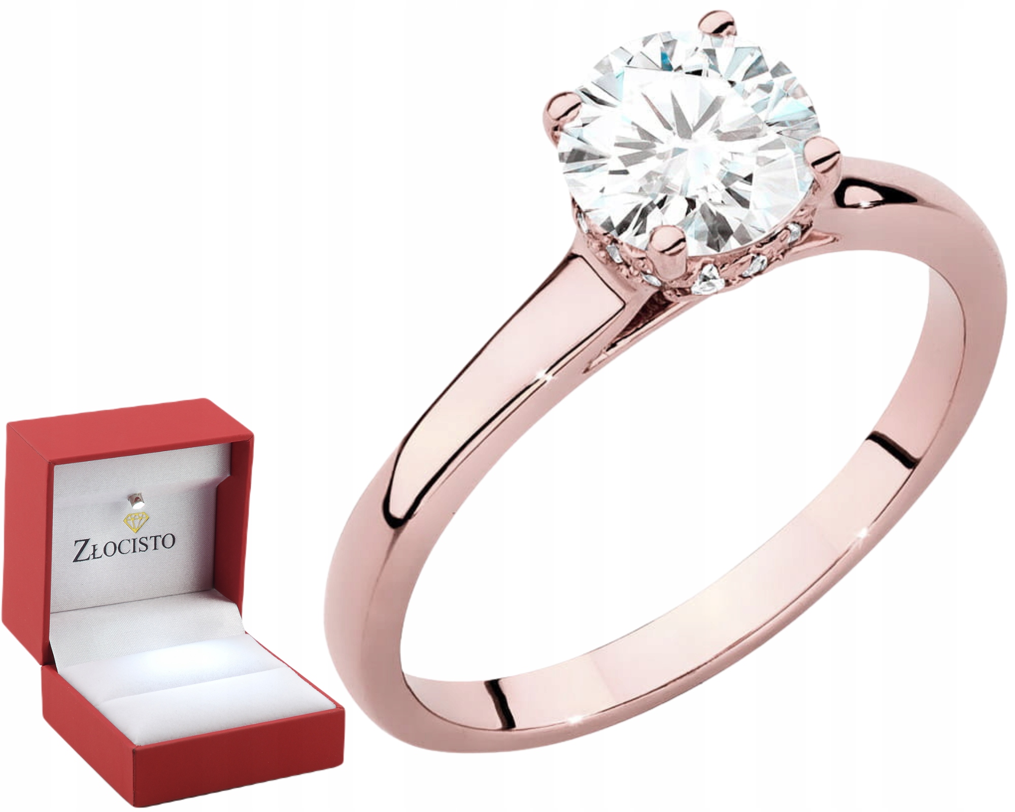 Moderní Prstýnek 14K Růžové Zlato, Laboratorní Briliant, Módní Styl