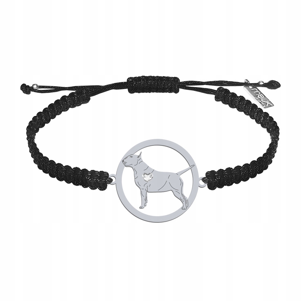 Stříbrný náramek Bulteriér Standard 925 Makramé Dárek Gravírování Bonus