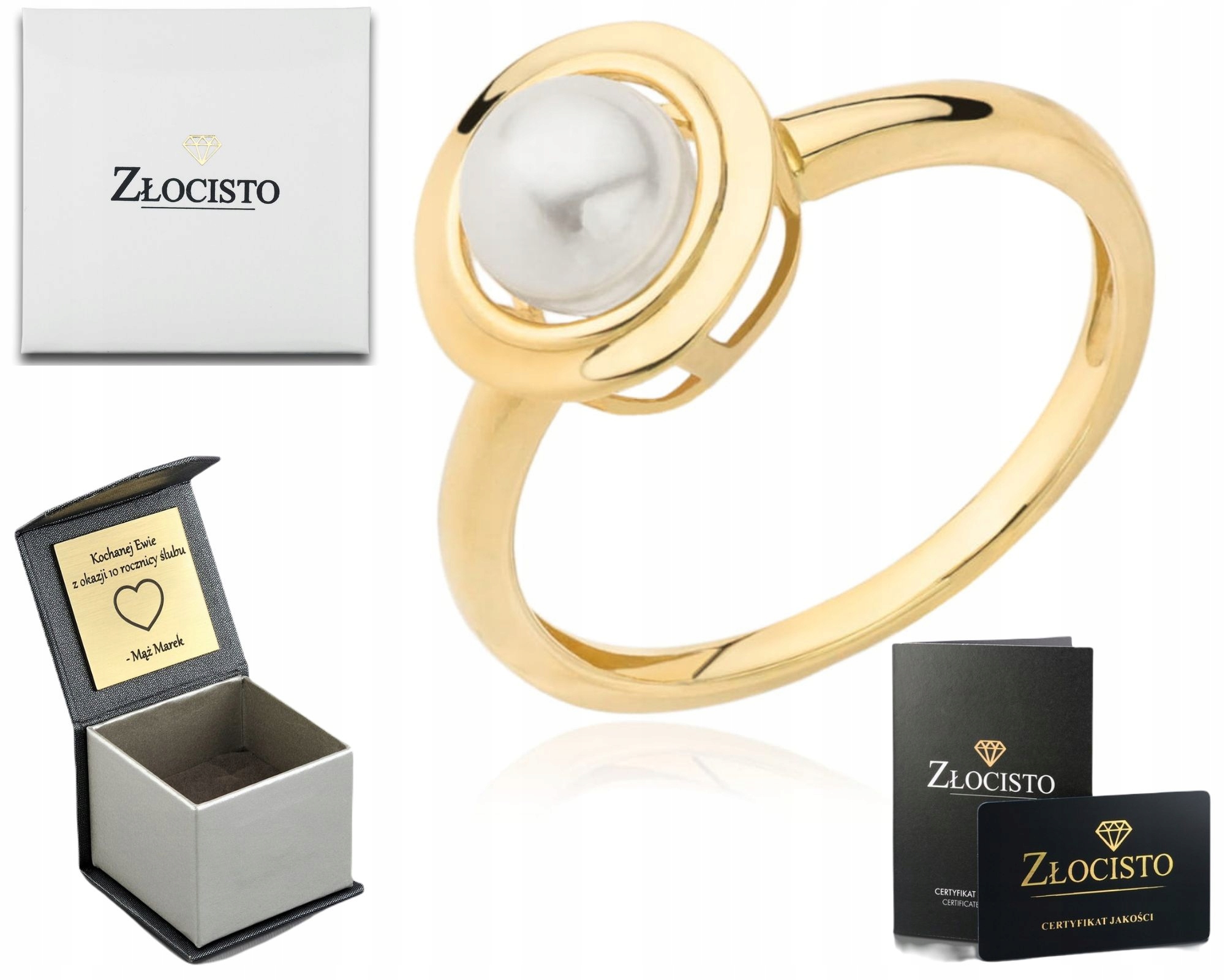 Zlatý Prstýnek V Perlové Vazbě 585 Gravírování Dárek Pro Ženu