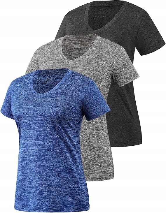 Koszulka Damska Sportowa Zestaw 3 Sztuki Koszulki Treningowe na Siłownię S