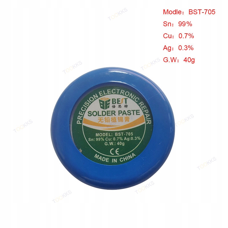 Pasta lutownicza Sn 99 Cu 0.7 Ag 0.3 229C 40g BST-705