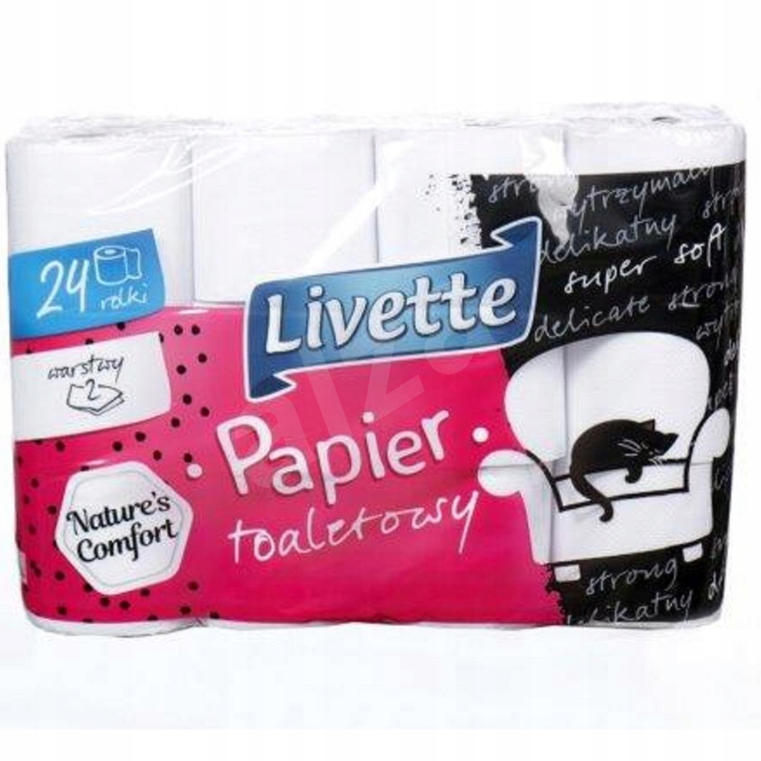 

Papier toaletowy biały Livette 24 rolki 2 warstwy