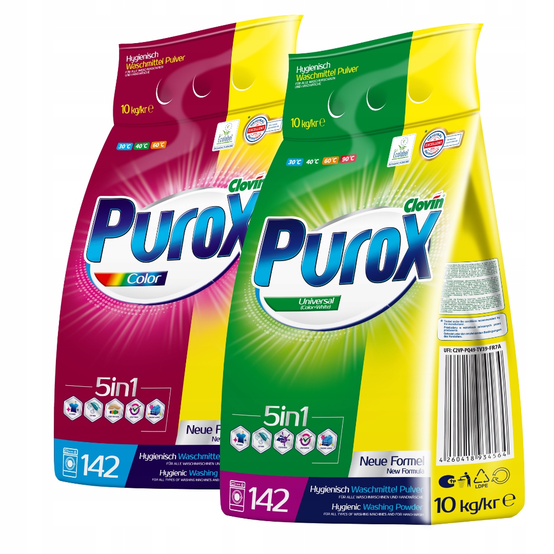 Proszek Do Prania Purox Universal Purox Color 2 x 10KG Pakiet