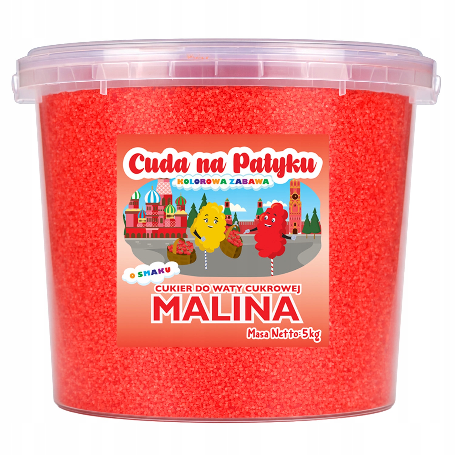 Barevný Cukr na cukrovou vatu s příchutí pro stroje 5 kg, malinový