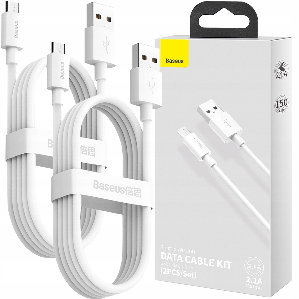 

2x Baseus Kabel Micro-usb Mocny Długi 2.1A 1.5m