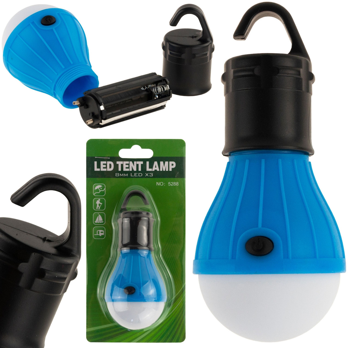 LAMPKA TURYSTYCZNA ŻARÓWKA LED DO NAMIOTU BIWAK Szerokość produktu 5.5 cm