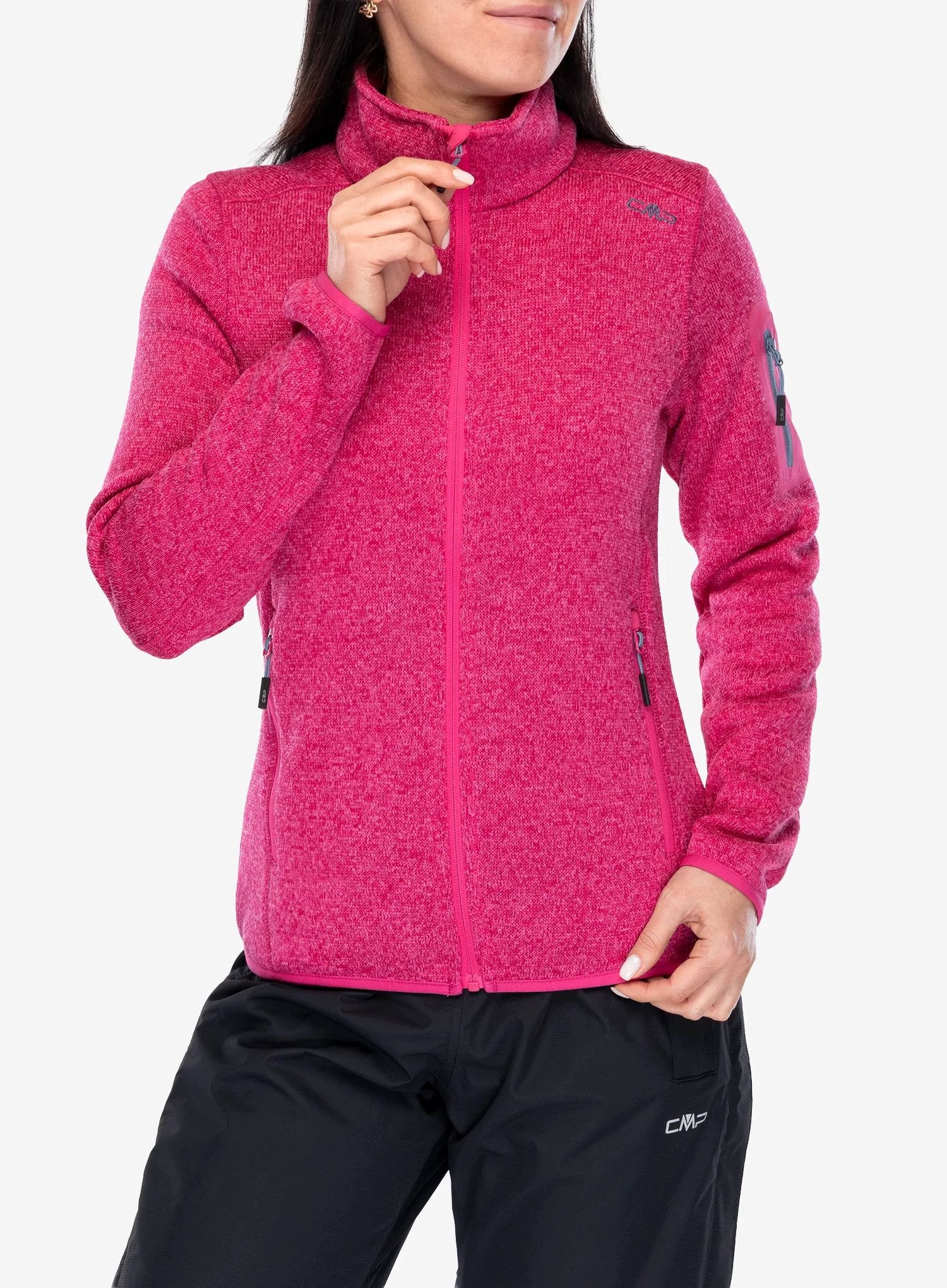 Fleecová Mikina dámský Cmp Haze Jacket Knitted magenta/lighter 40 (M)