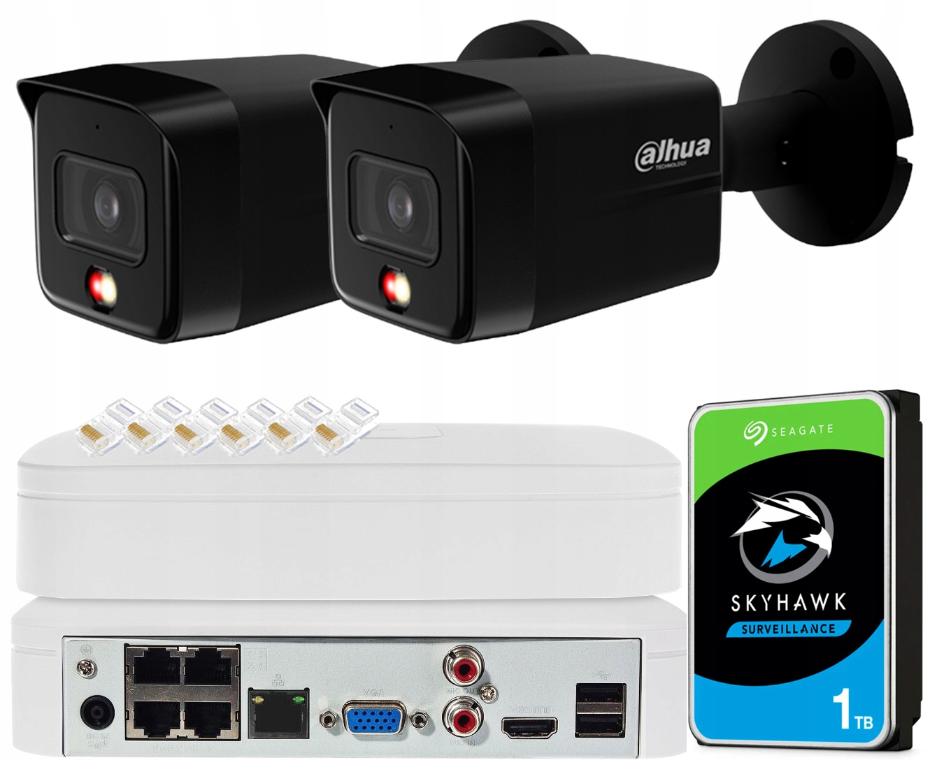 8Mpx monitorovací sada Dahua 2 kamery IPC-HFW1839TC-BLACK Smart Dual Light