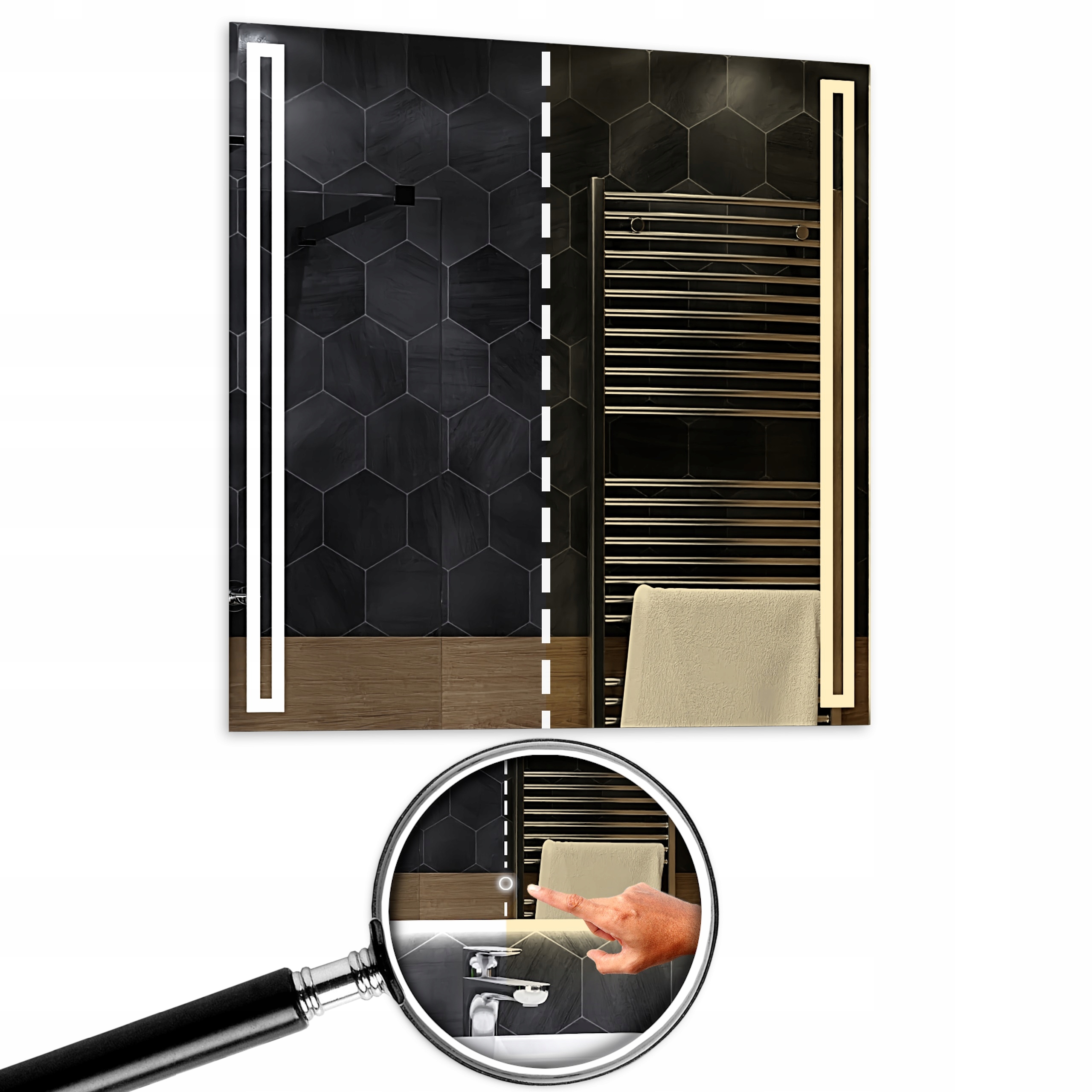 Podsvietené zrkadlo Roma Dual Led 90 x 90 cm s dotykovým spínačom