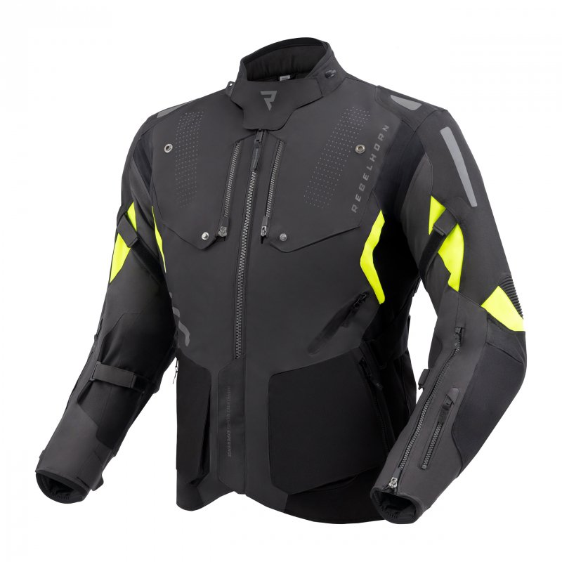 Textilná Bunda Rebelhorn Hiker IV Black/anthracite/fluo Yellow 5XL