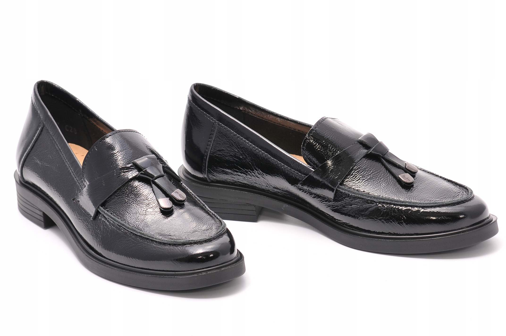 Černé lakované mokasíny Nessi 23421, Velikost 39