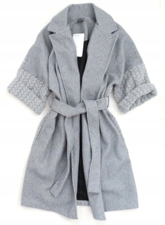 Włoski płaszcz wiosenny plecionka warkocz narzutka