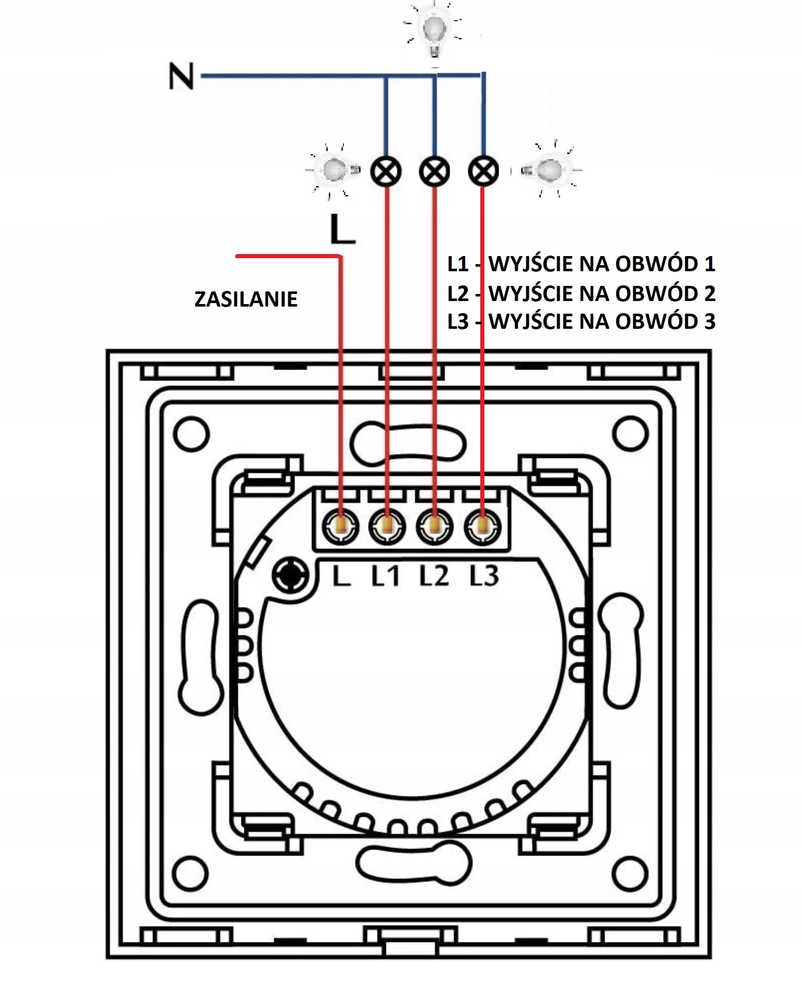 DOTYKOWY WŁĄCZNIK ŚWIATŁA 3K POTRÓJNY SZKLANY LED Marka inna