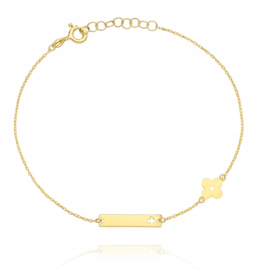 Zlatý náramek s kvítkem a kvítkem PR.585 Gravírování