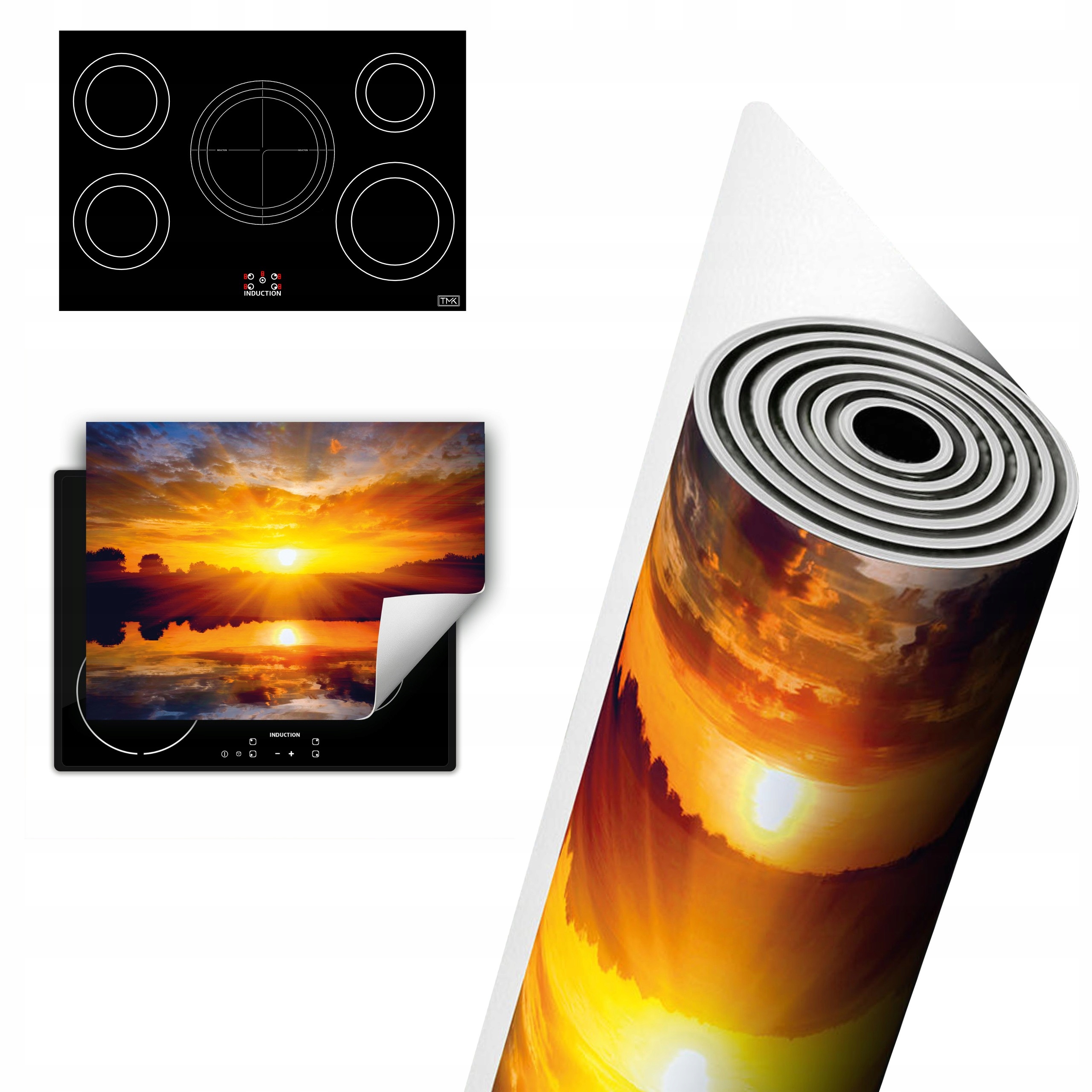 WINYLOWA OCHRONA NA INDUKCJĘ BLAT 80x52 Słońce