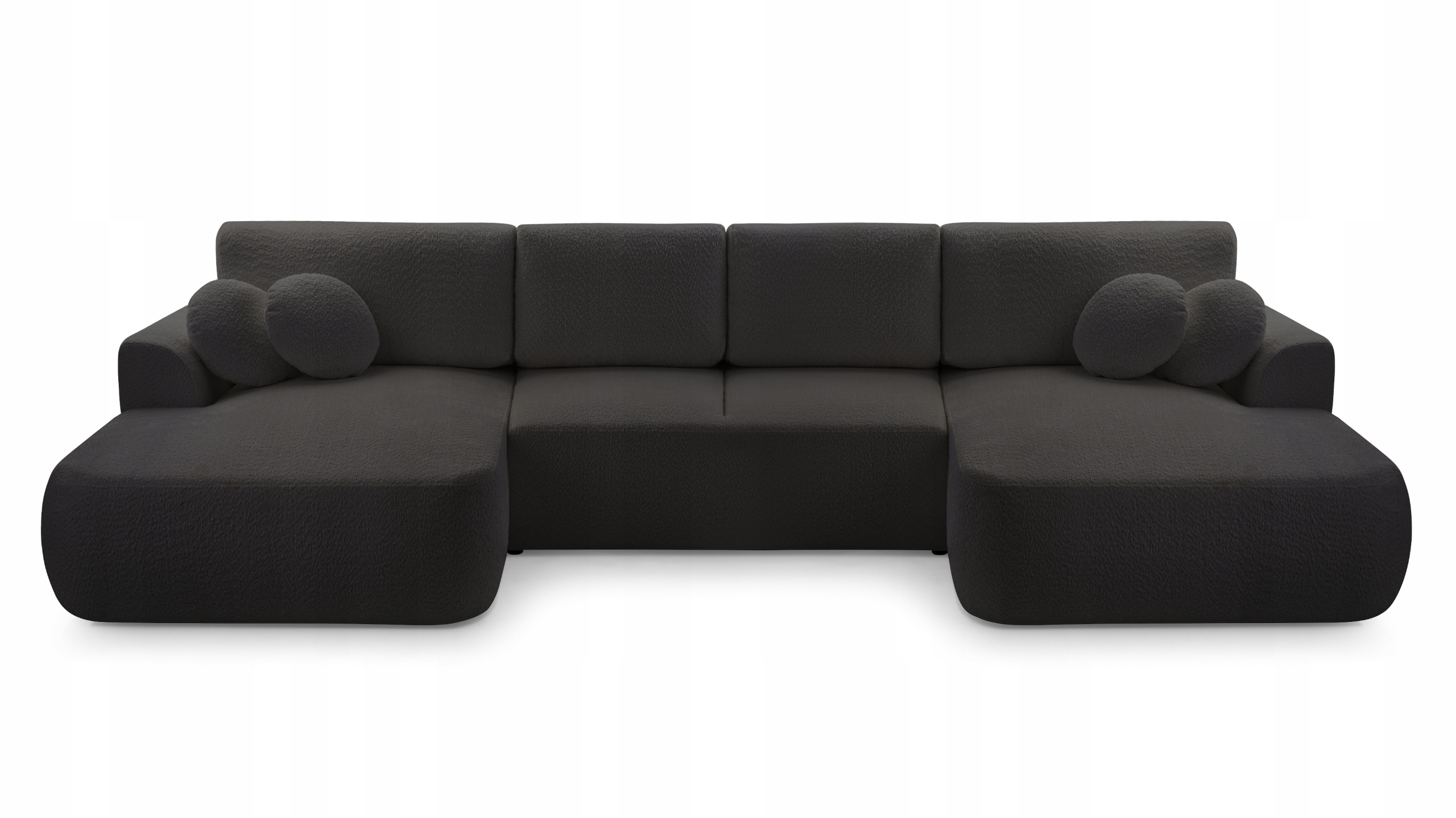 Rohová Sedací Souprava Filo Funkce Spaní Moderní Boucle Beránek Černý
