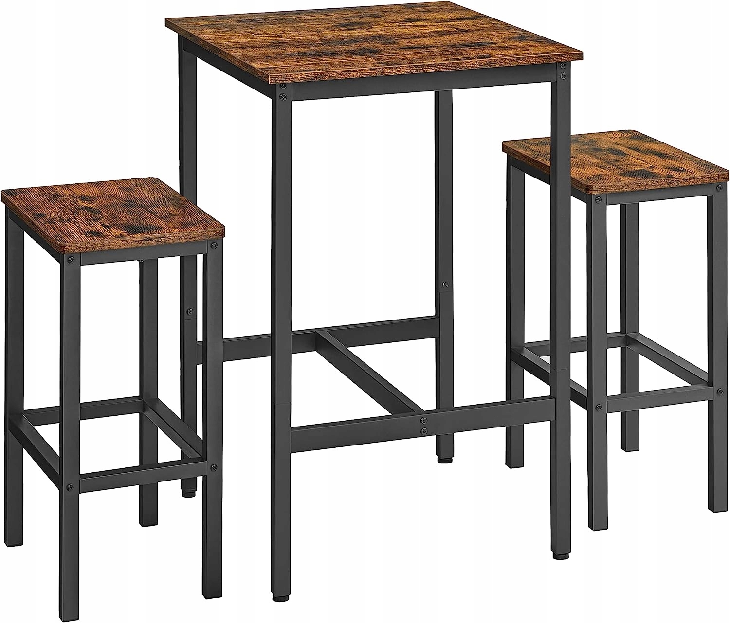 Čtvercový barový stůl s židlemi, industriální loftový design