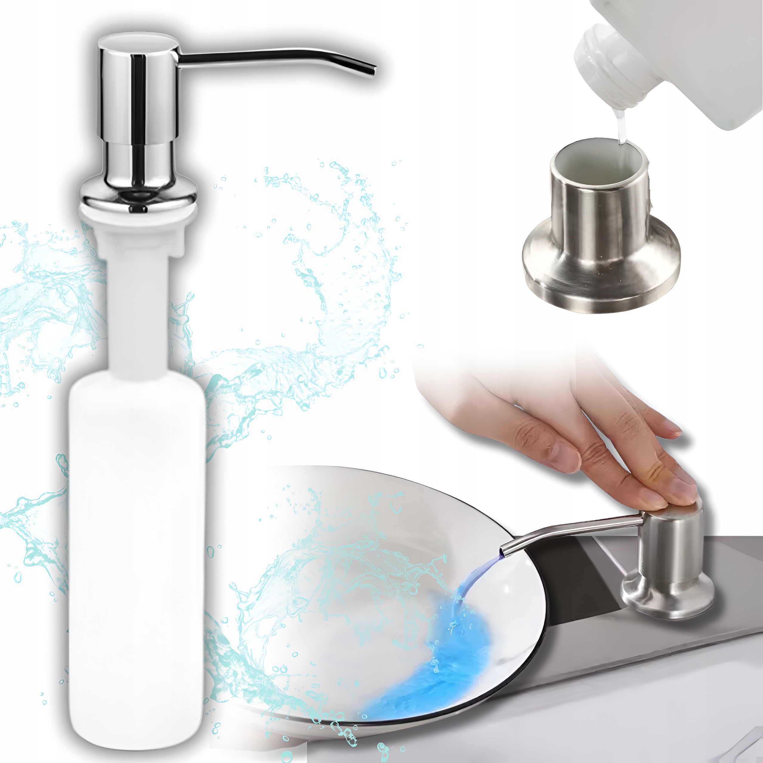 DELVANT DOZOWNIK DO MYCIA NACZYŃ PŁYNU MYDŁA ZLEWOZMYWAKA DO ZLEWU CHROM