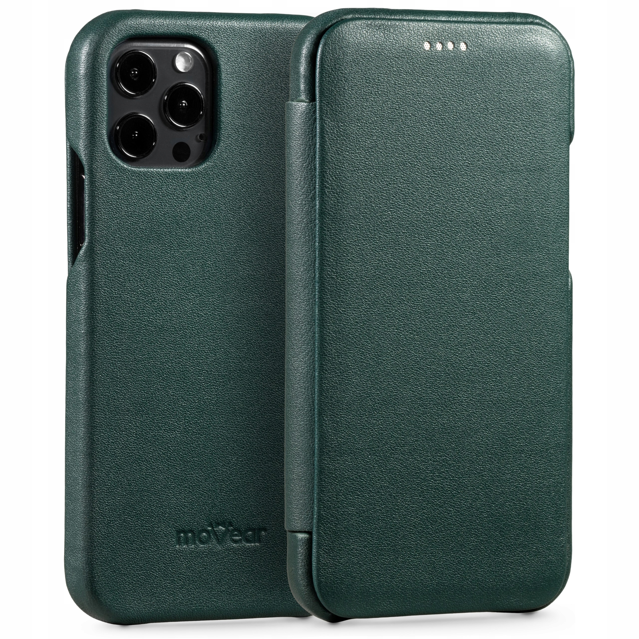 Pouzdro kožené pro iPhone 12 Pro 12 Obal book slim pouzdro zelené Movear