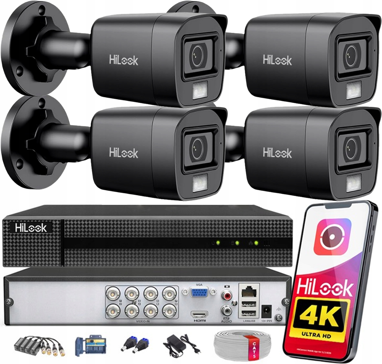 Sada na monitorovanie 4 kamier TurboHD 8Mpx 4K HiLook od spoločnosti Hikvision Aplikácia