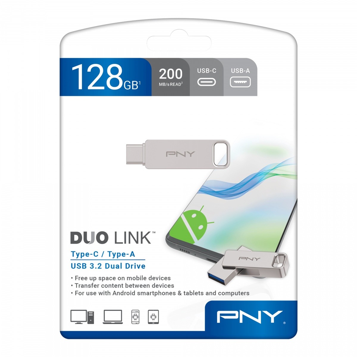 Pny Pendrive 128GB Usb 3.2 Duo-Link P-FDI128DULINKTYC-GE