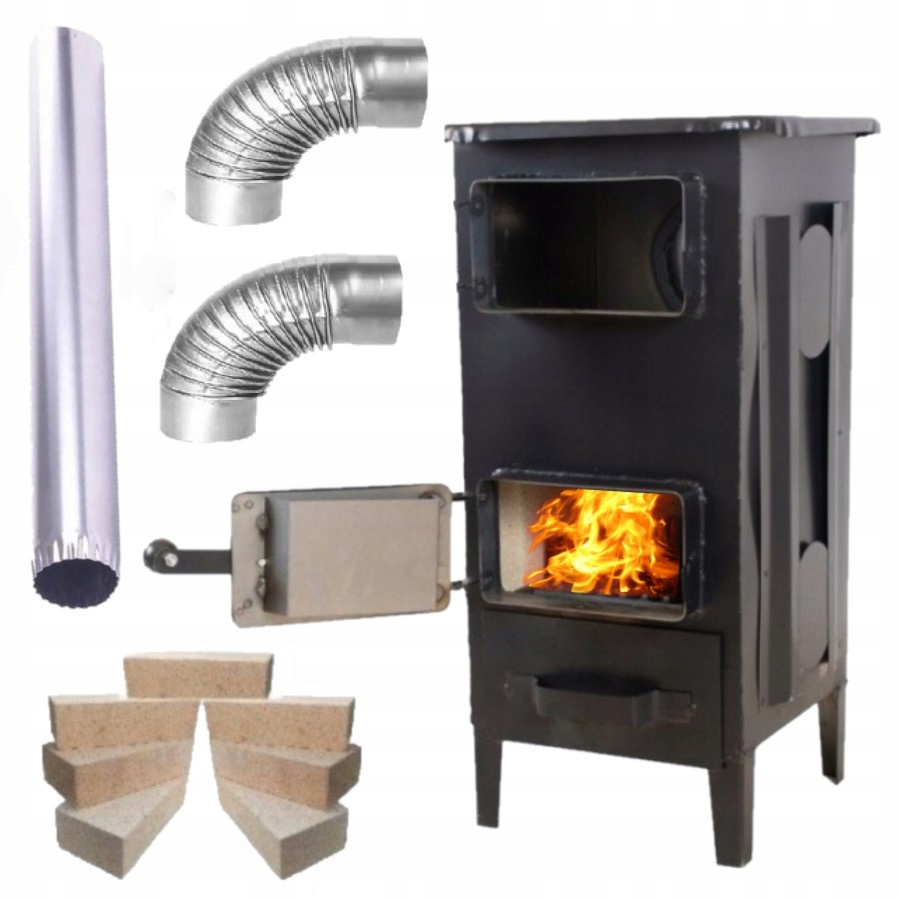 Piec Piecyk Stalowy SZAMOTOWY Koza ARES + RURY