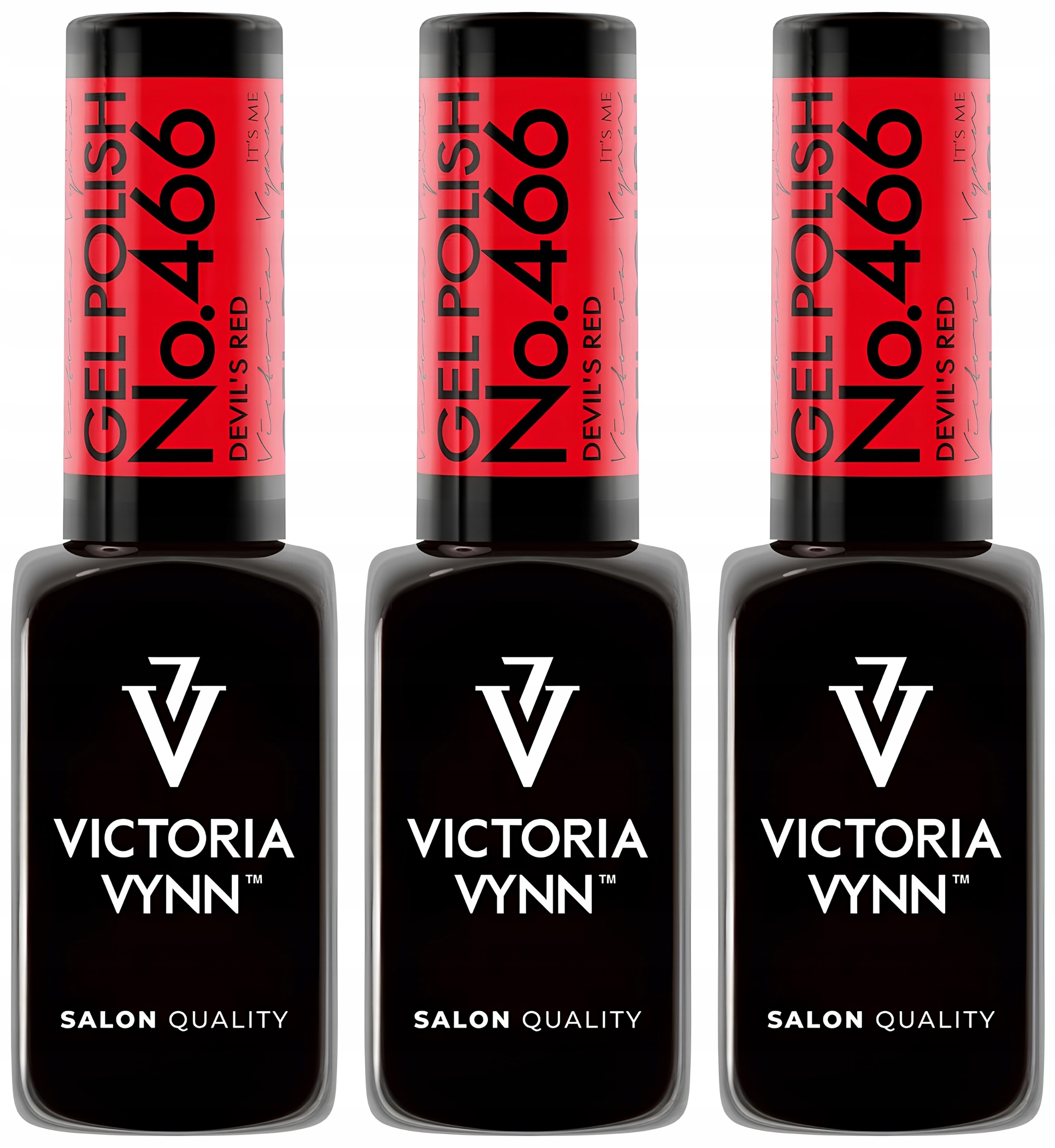 3 x Hybridní lak na nehty Červený 466 Devil's Red Victoria Vynn 8 ml