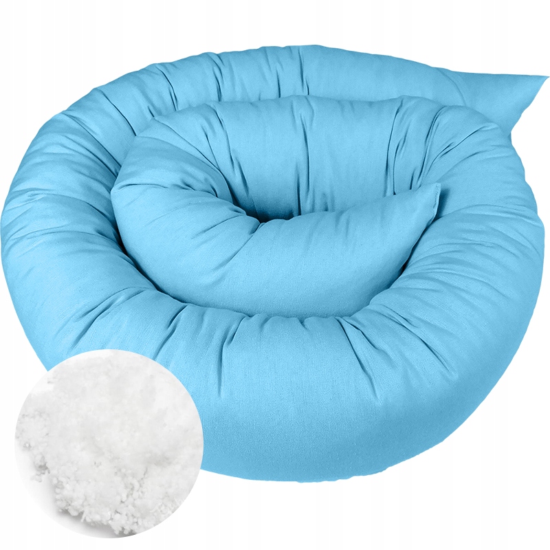 OCHRANIACZ DO ŁÓŻECZKA WAŁEK PODUSZKA 200 CM - niebieski