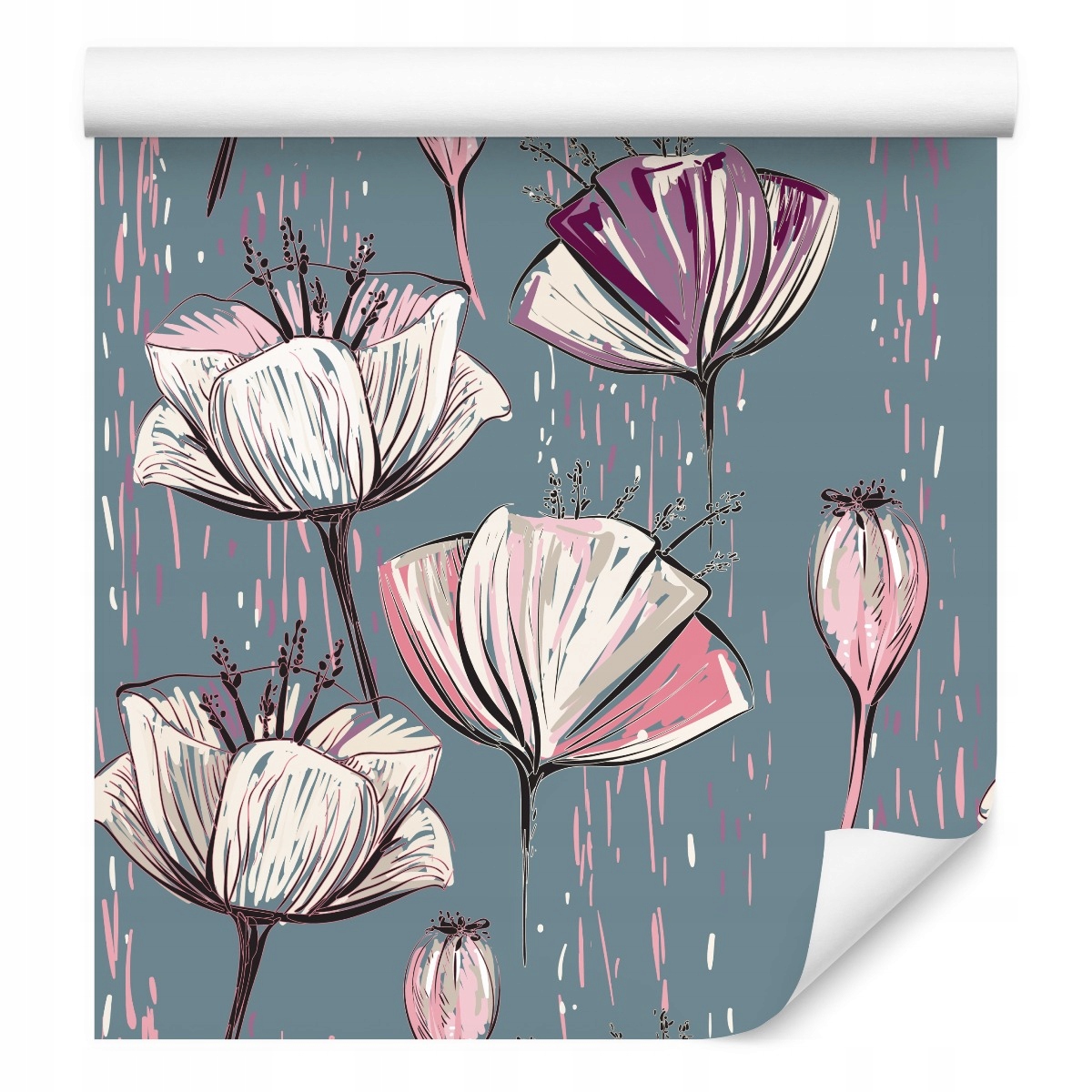 Tapeta do ložnice tulipány, vzory, malované květiny
