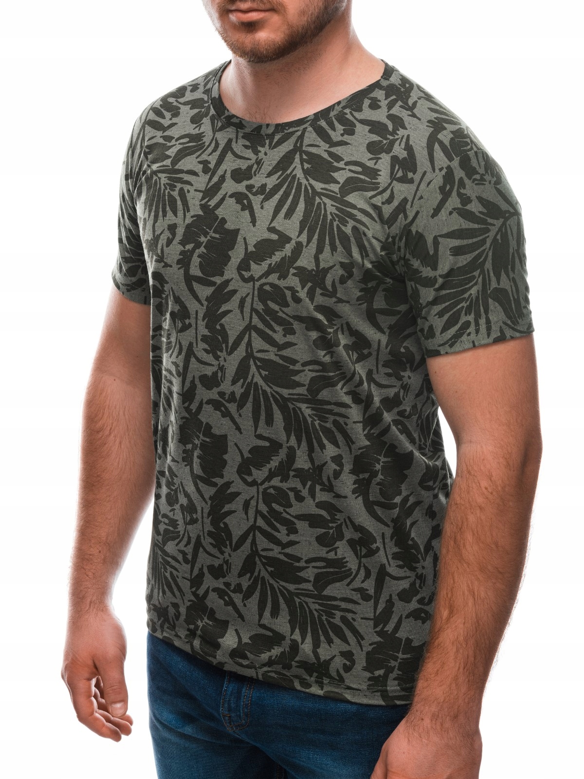 

T-shirt męski z nadrukiem 1653S zielony L