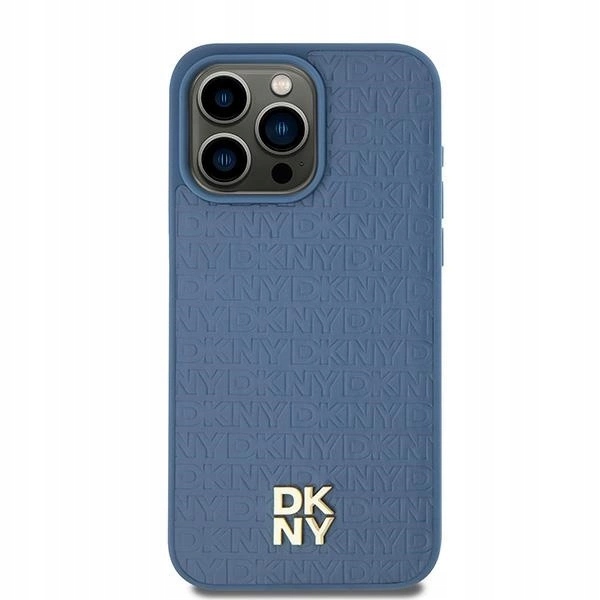Pouzdro Dkny Leather Pattern Metal Logo MagSafe na iPhone 15 14 13 modré