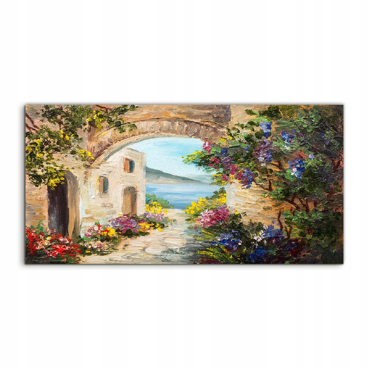 

Fotoobraz akryl 120x60 z grafiką Dom Morze Kwiaty