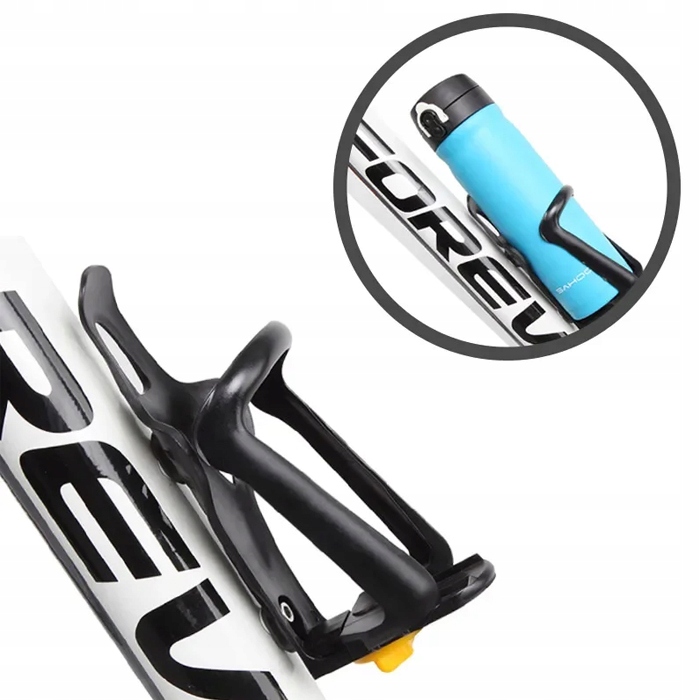 UCHWYT NA BIDON REGULOWANY ROWEROWY KOSZYK ROWER BUTELKĘ RAMĘ UNIWERSALNY Kolor dominujący czarny