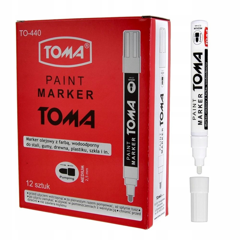 

Marker mazak pisak Olejowy Toma Paint Biały 12szt