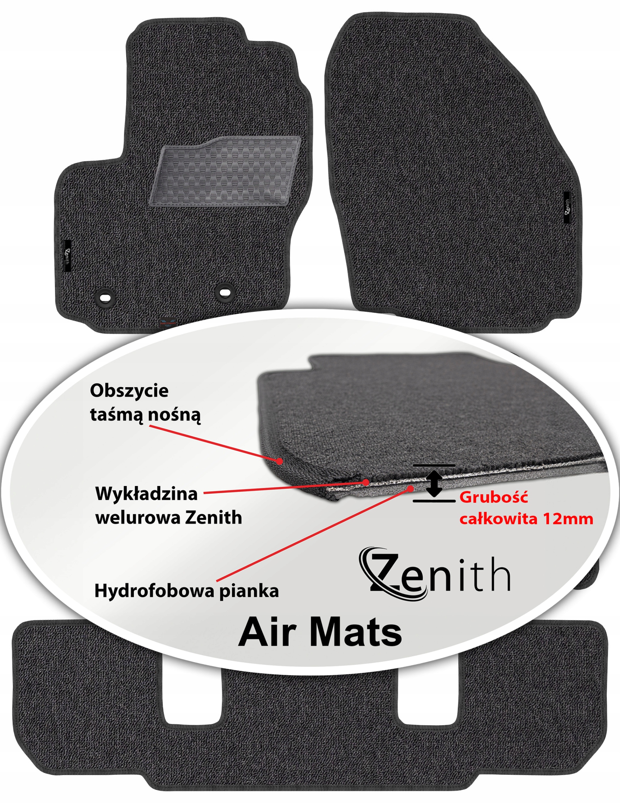 Ford S-Max I 7os 2006-2010 Velúrové koberčeky do auta Zenith Air Mats