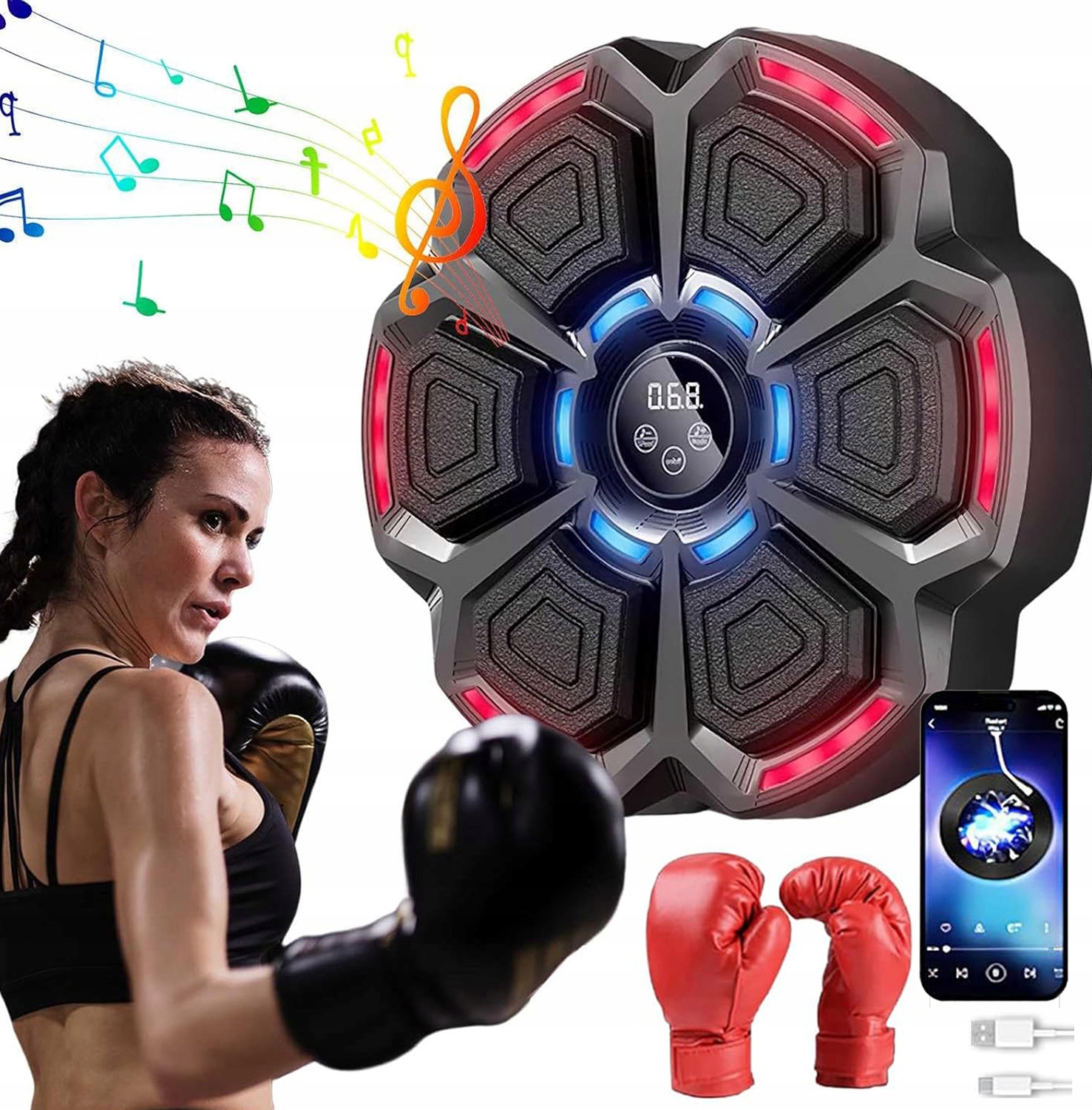 Music Boxing Tarcza Bokserska Zręcznościowa Machine Bluetooth Treningowa