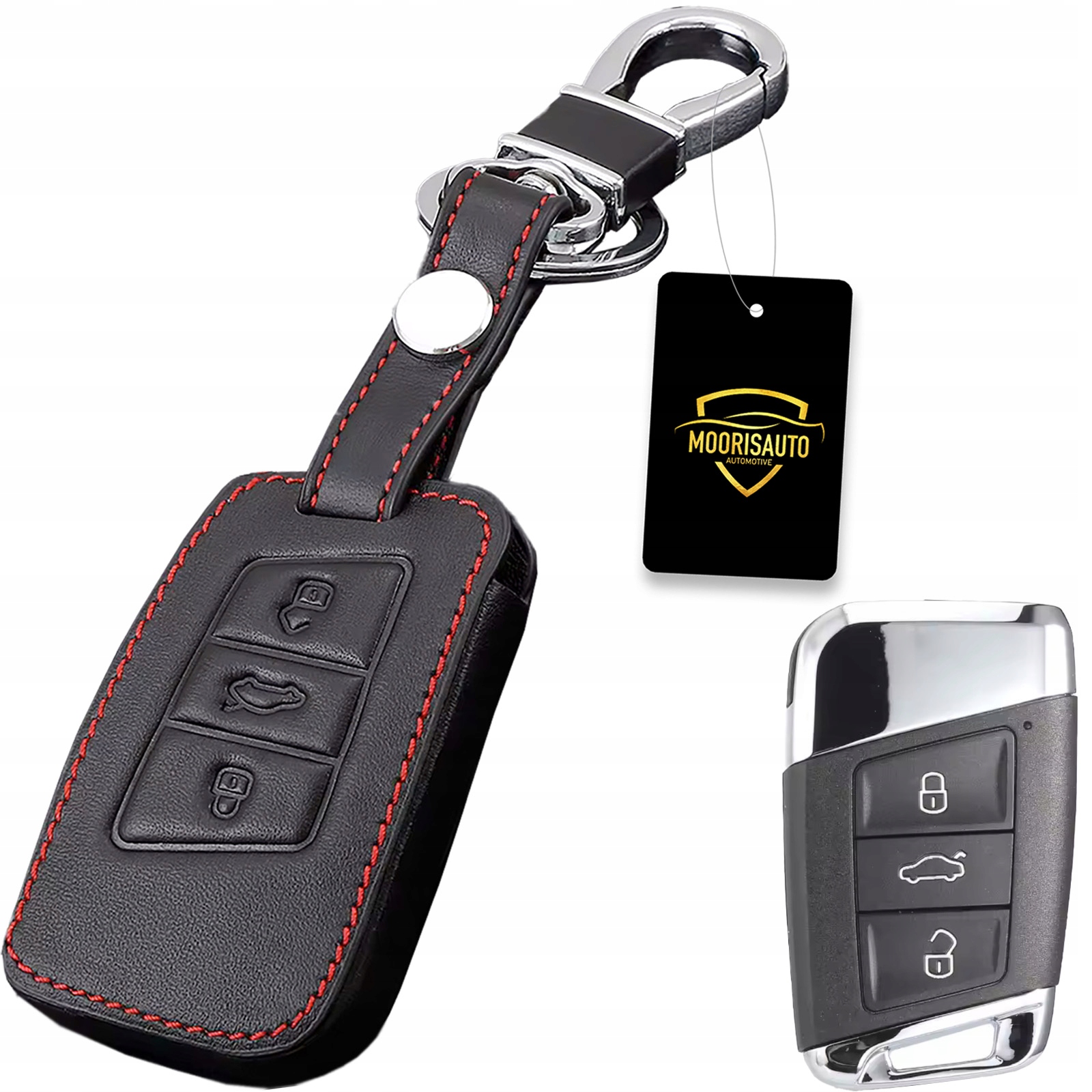 Skórzane etui pokrowiec na kluczyk Vw Tiguan Passat CC Arteon Skoda Superb