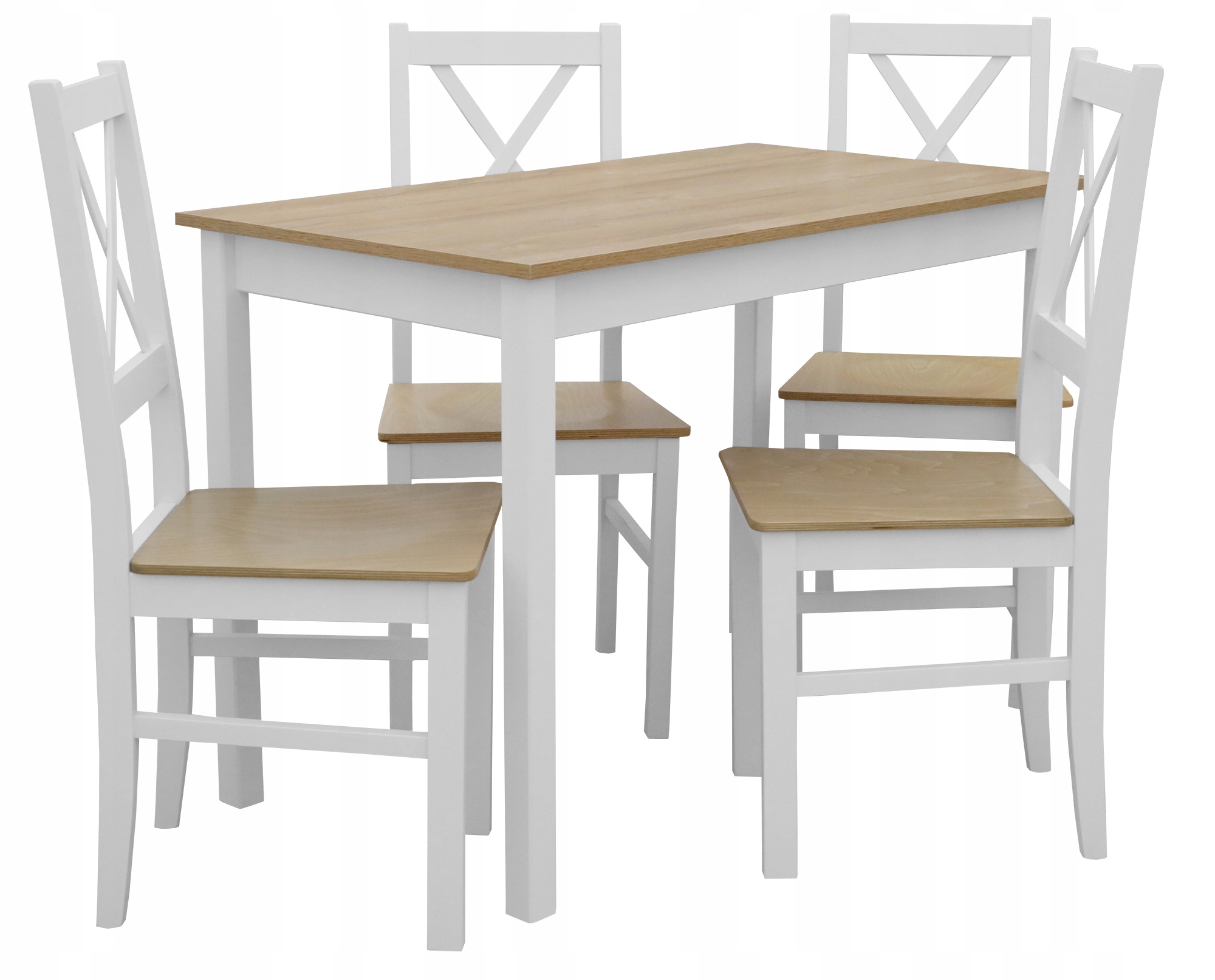 Sada Dřevěný Stůl 4 Židle Do Kuchyně Jídelny X001BÍLÁ/DUB Ggrandson