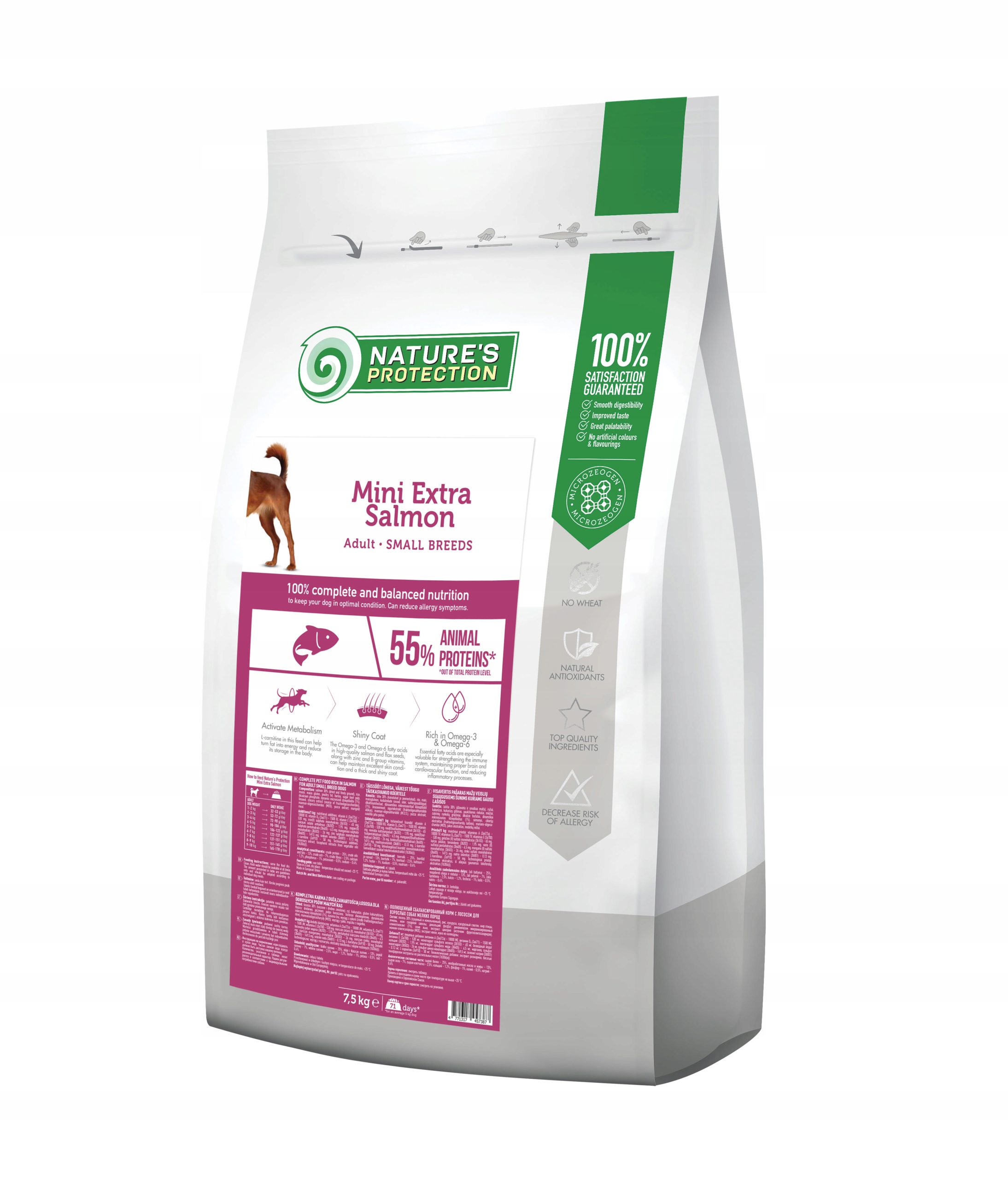 Levně Suché krmivo pro psy Nature's Protection Mini Extra losos 7,5 kg