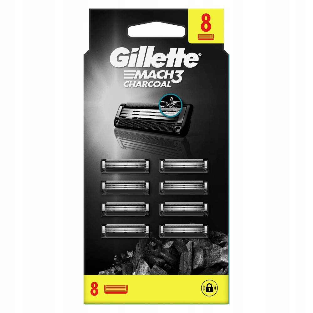 Gillette Mach3 Charcoal Ostrza wymienne do maszynki dla mężczyzn, 8 szt