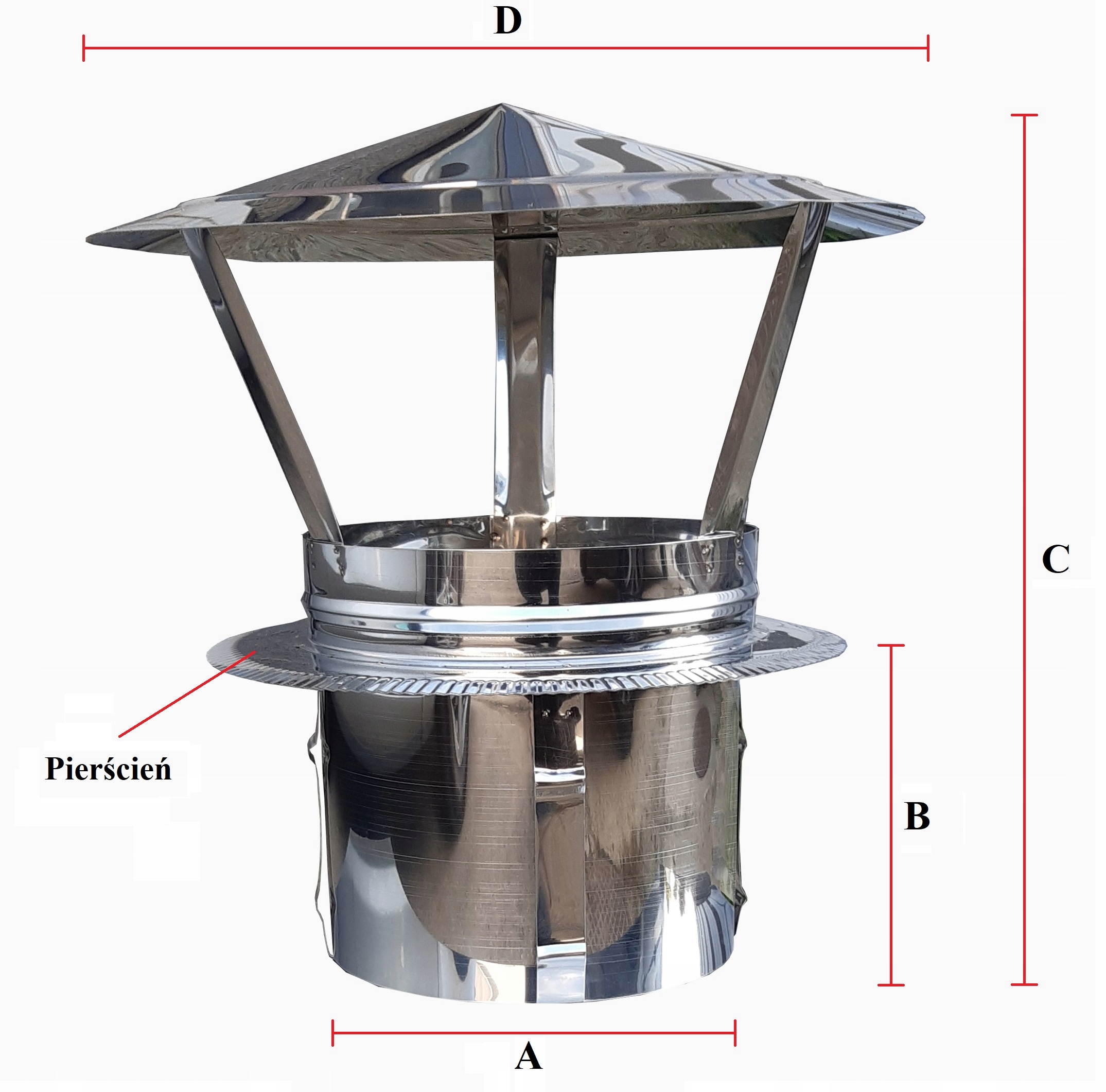 DASZEK KOMINOWY INOX PARASOL FI 150 KOMIN KOMINY Średnica 150 mm