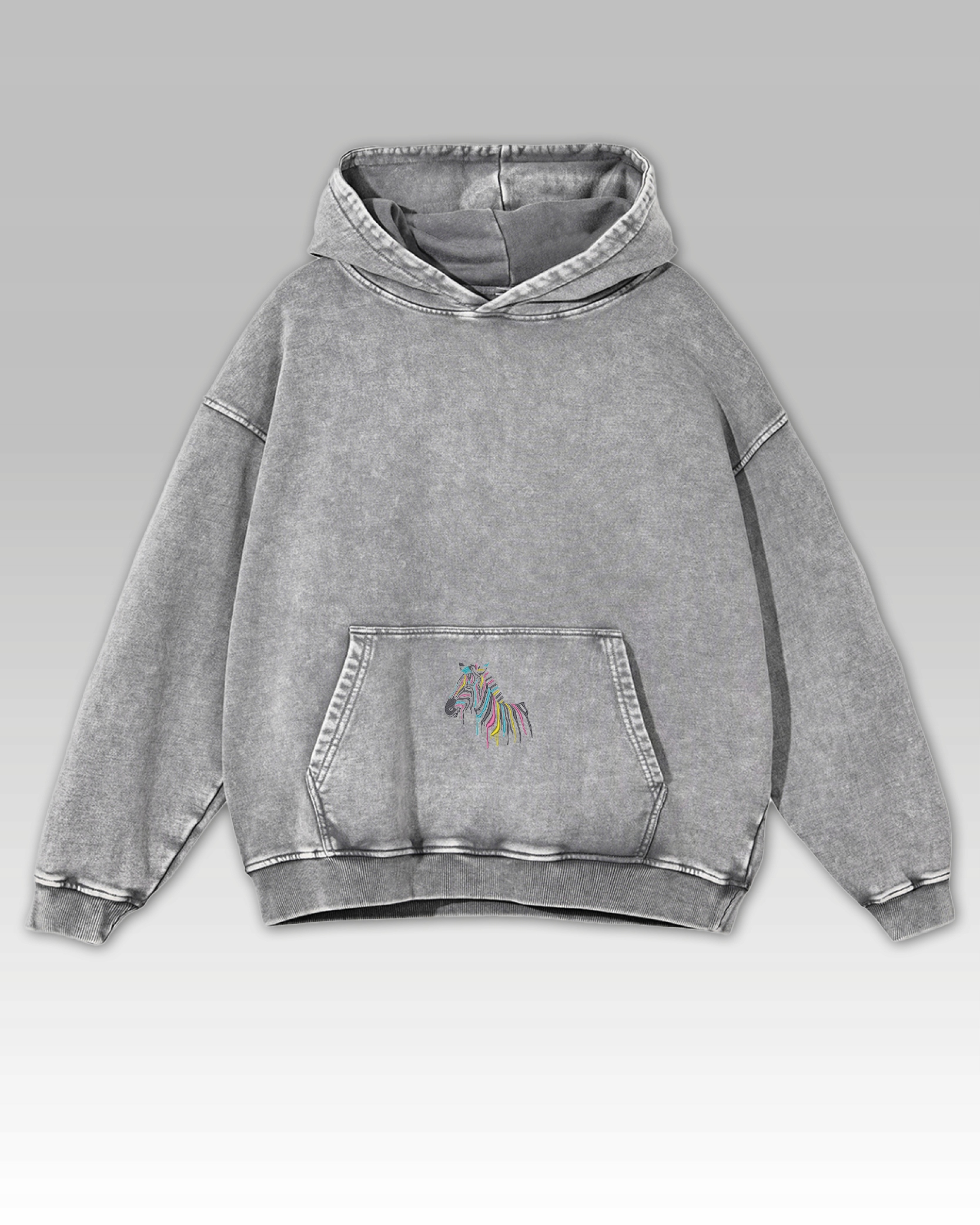 Mikina se Zebrou Výšivka Zebra Oversize Safari Výšivka Zebra Šedá XL