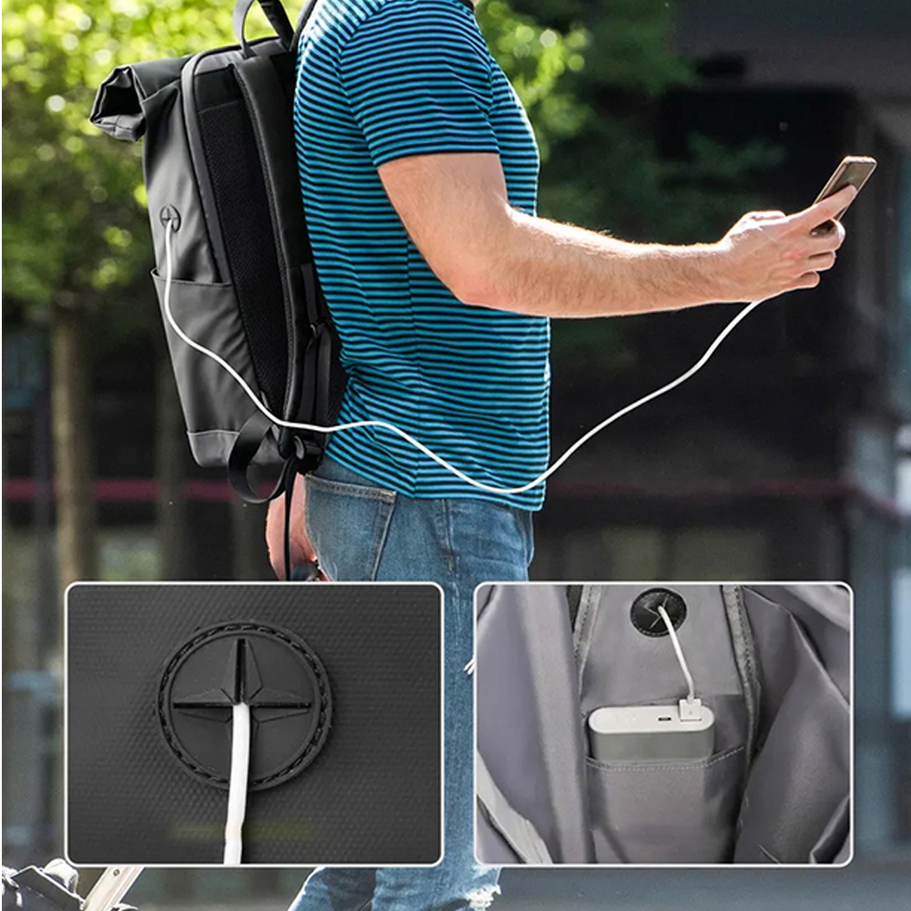 PLECAK NA LAPTOPA TORB ROWEROWY ROLL-TOP 30L DLA MĘSKI KOBIET WODOODPORNY Wzór dominujący bez wzoru