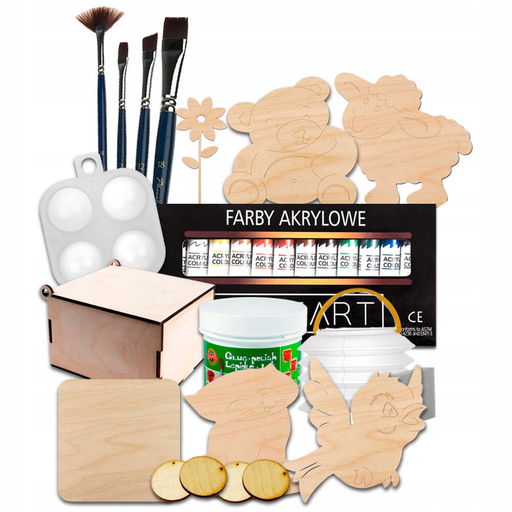 Startovací sada pro Decoupage 30 prvků s dřevěnou krabičkou a barvami