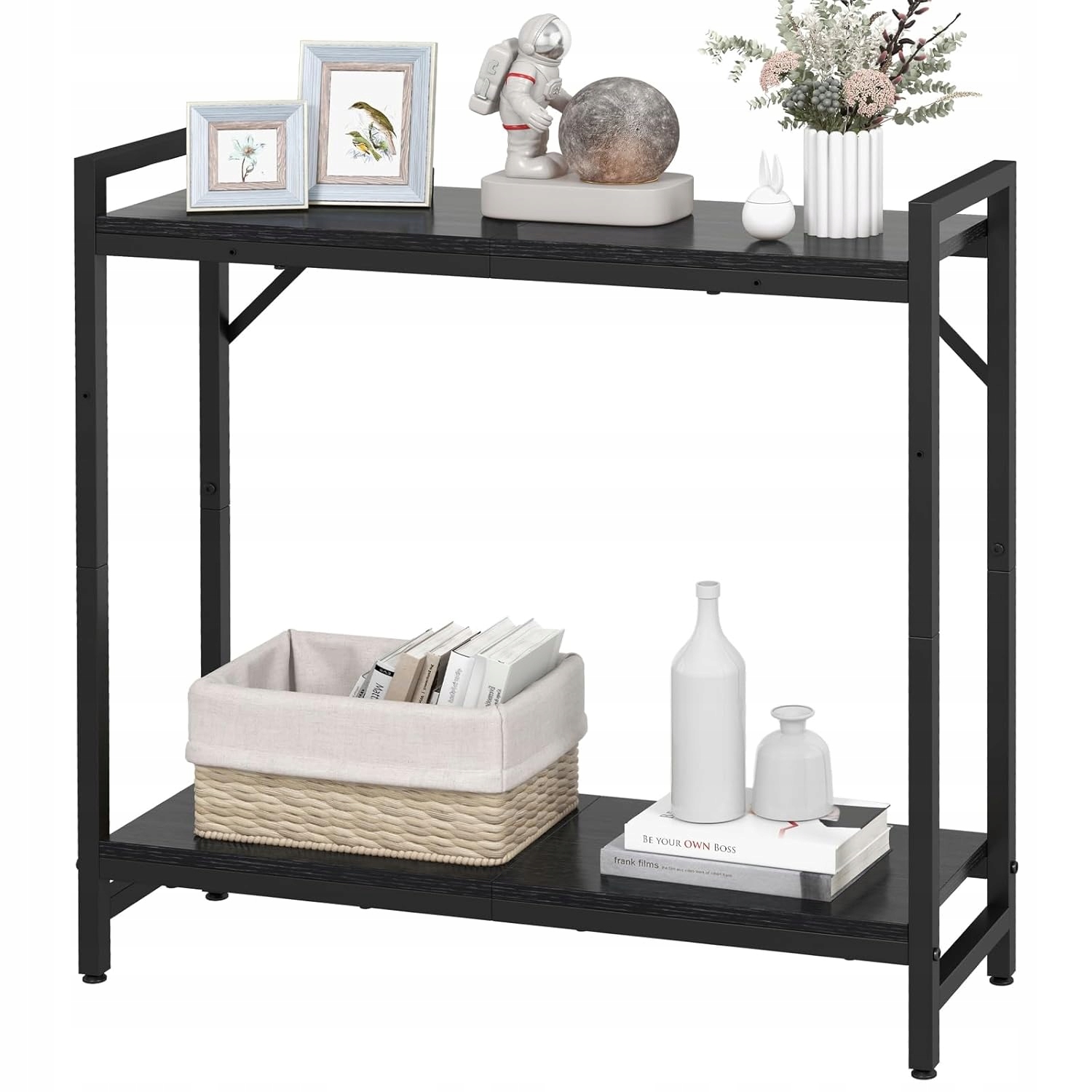 Úzký konzolový stolek Livofloral – Industriální styl 75 cm Černá