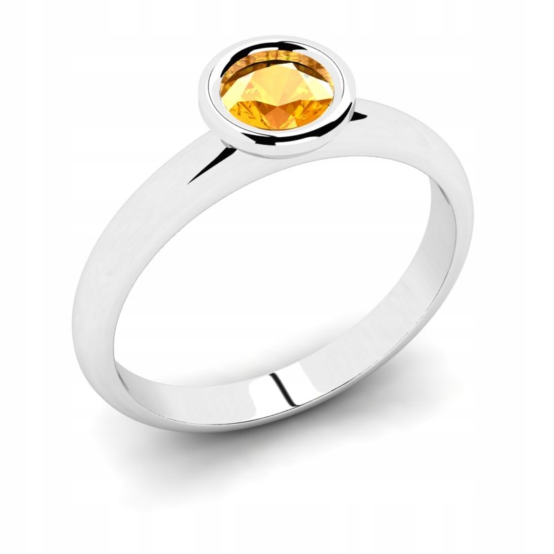 

Pierścionek Z Białego Złota Z Cytrynową Cyrkonią