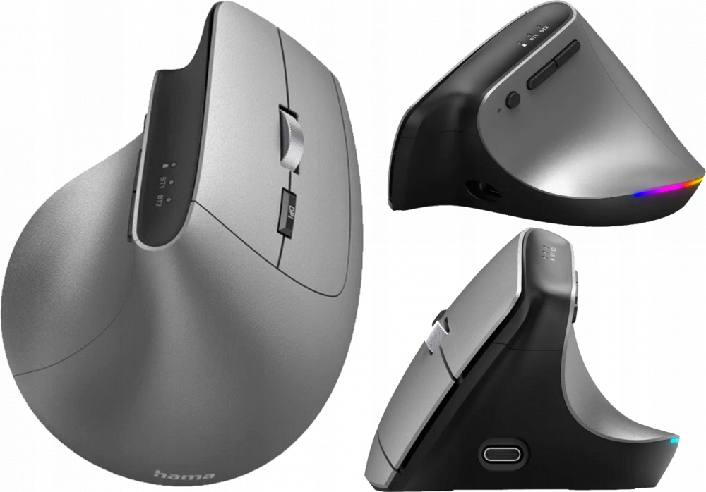 Mysz Hama Ergonomiczna Bezprzewodowa Akumulatorowa EMW-700 2.4GHZ Bt Usb-c