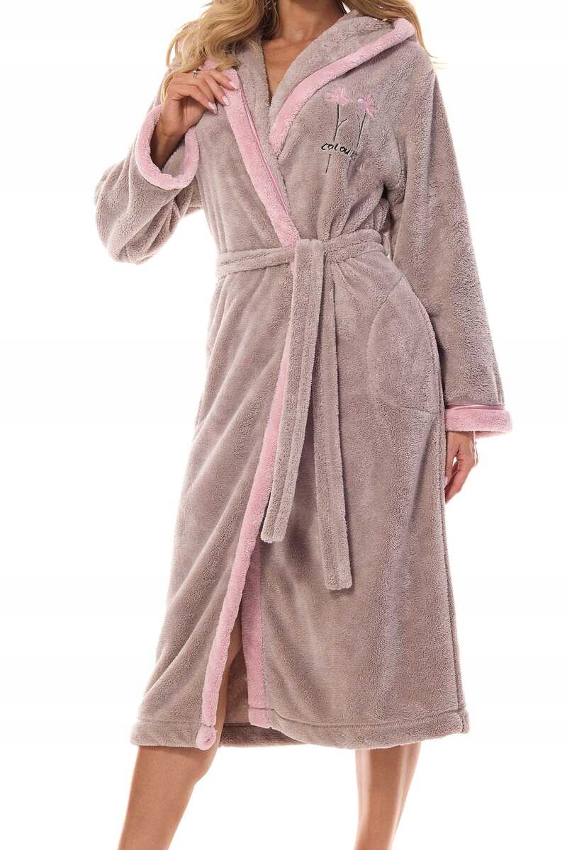 L-L Dámský dlouhý elegantní a pohodlný teplý župan Tess 2419 opal 2XL