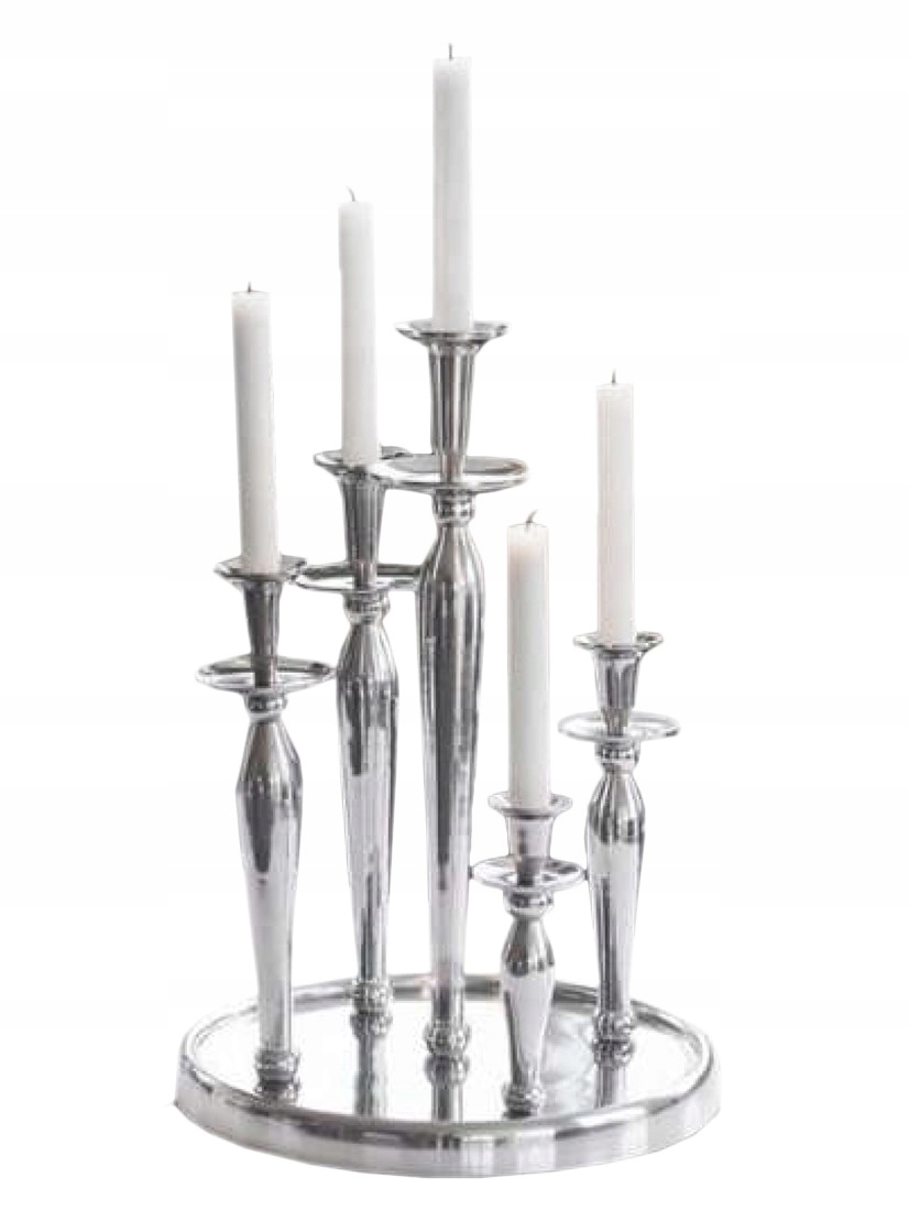Okrúhly kovový svietnik vysoký dekoratívny na 5 sviečok